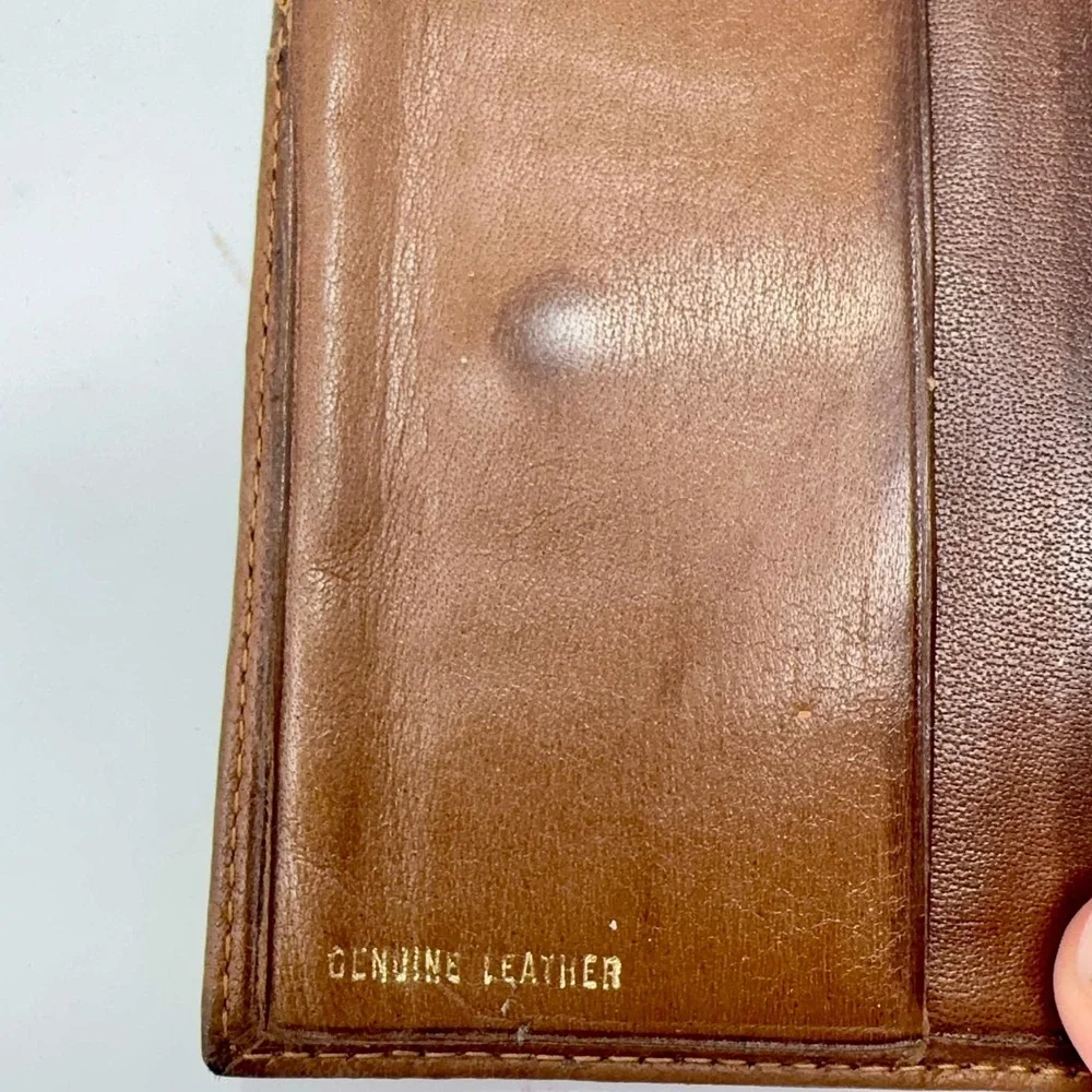 VTG Brooks Brothers Made in Italy Genuine Leather Bifold Passcase Wallet Brown